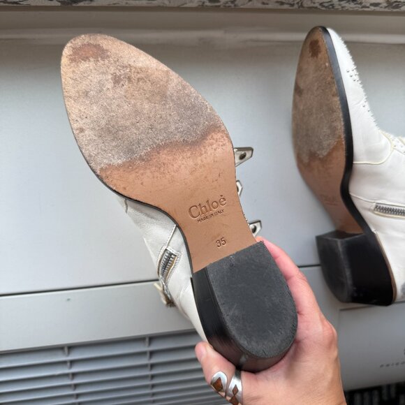 Chloe Suzanna White Studded Ankle Western Booties 35 - Picture 13 of 16